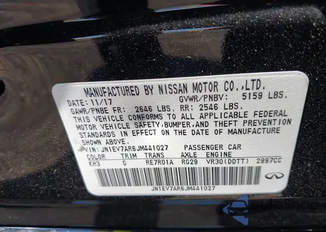 2018 Infiniti Q50 3.0T Luxe z USA, uszkodzony, nr VIN JN1EV7AR6JM441027